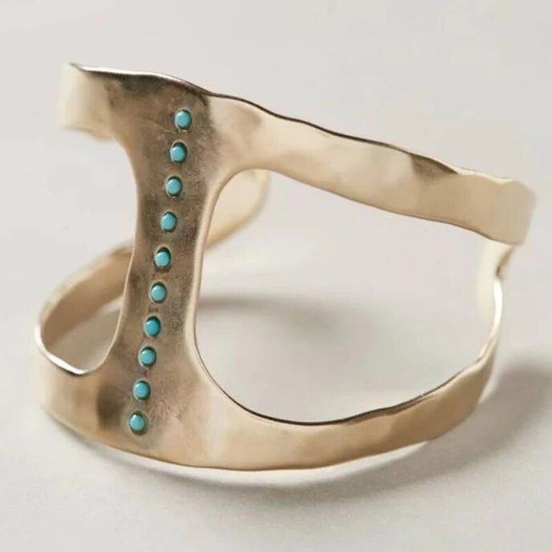 Vintage ingelegde turkooise stenen ring