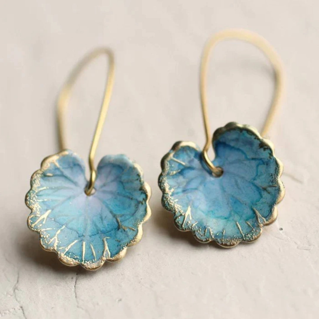 Vintage Blauwe Bladeren Oorbellen