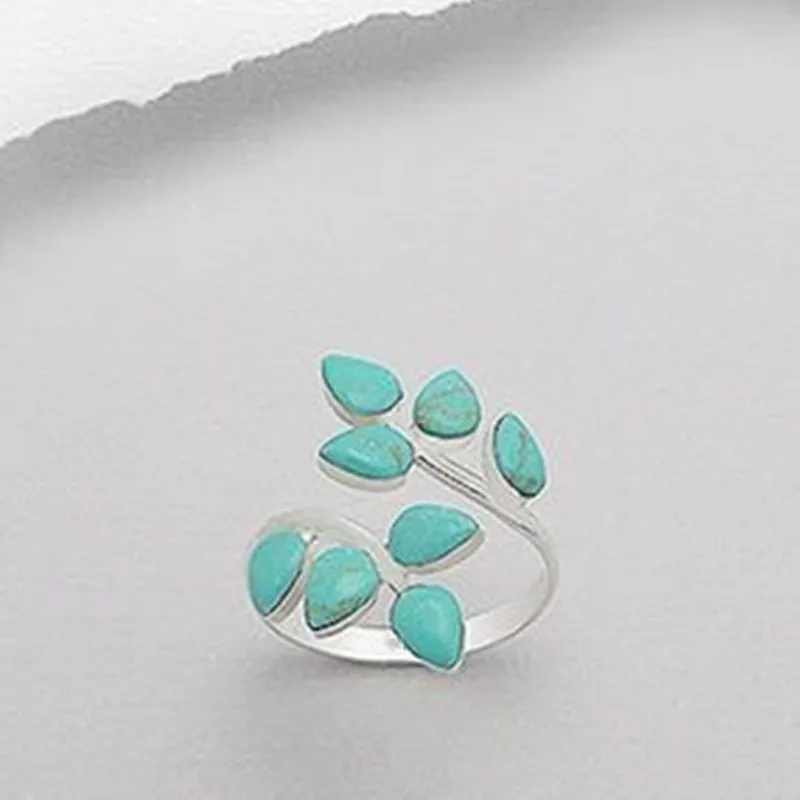 Vintage Turkooise Blad Ring