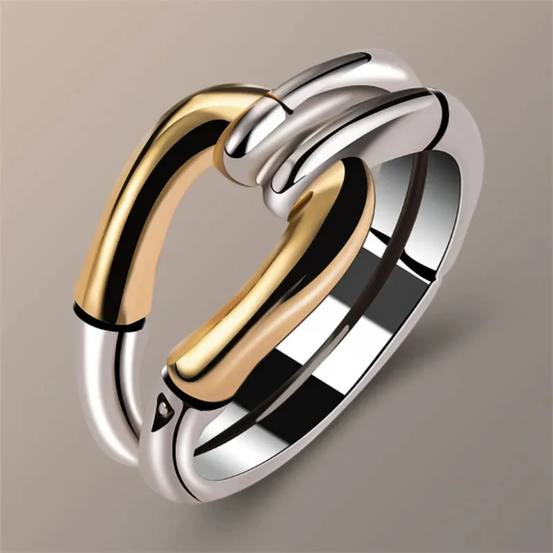 Vintage Geknoopte Gouden en Zilveren Ring