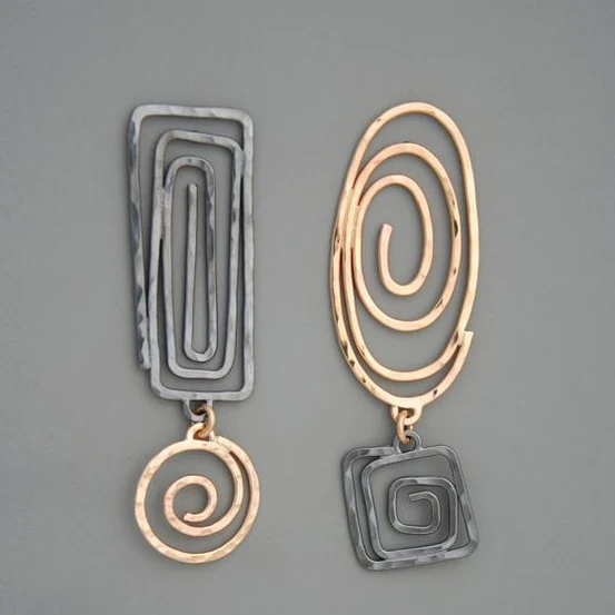 Vintage Gouden & Zilveren Spiral Oorbellen