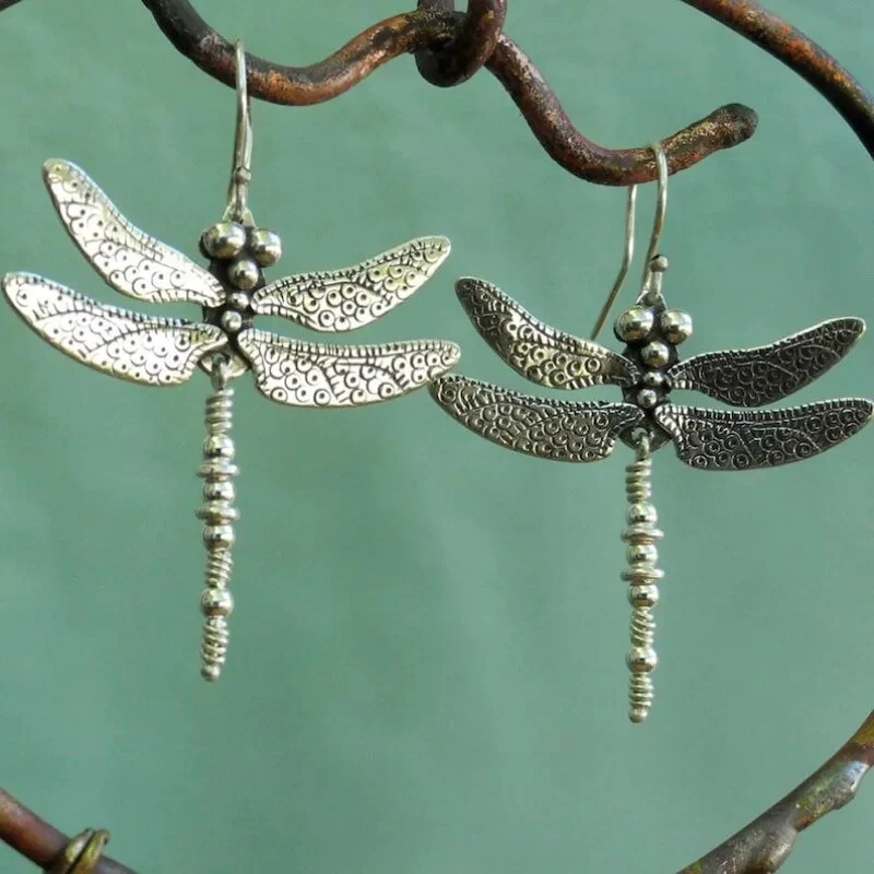 Vintage Libelle Zilveren Oorbellen
