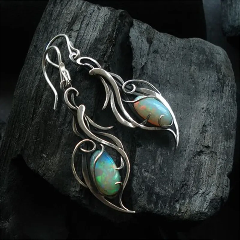 Vintage Blauwe Opal Zilveren Oorbellen