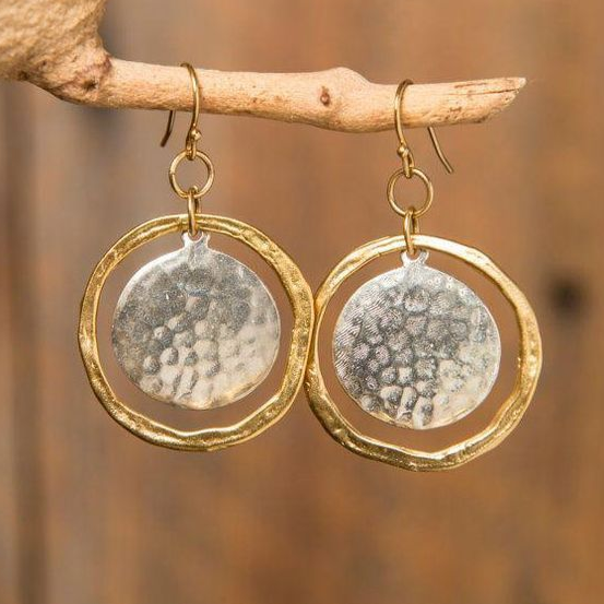 Vintage Rond Gouden & Zilveren Oorbellen