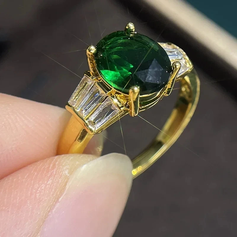 Vintage Groene Zirkonia Gouden Ring
