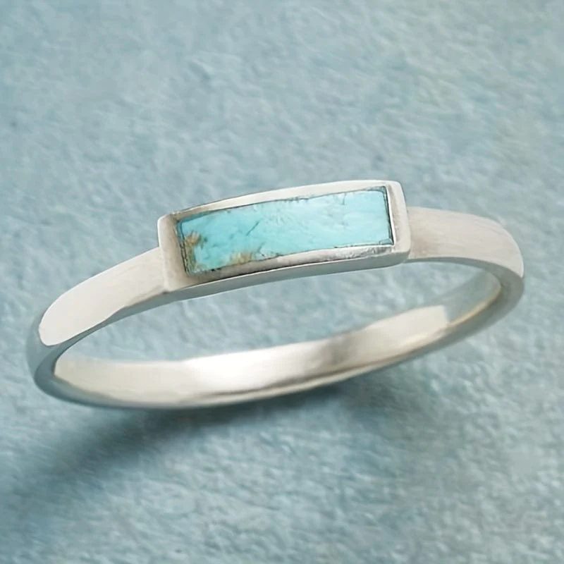 Vintage ingelegde blauwe steen ring