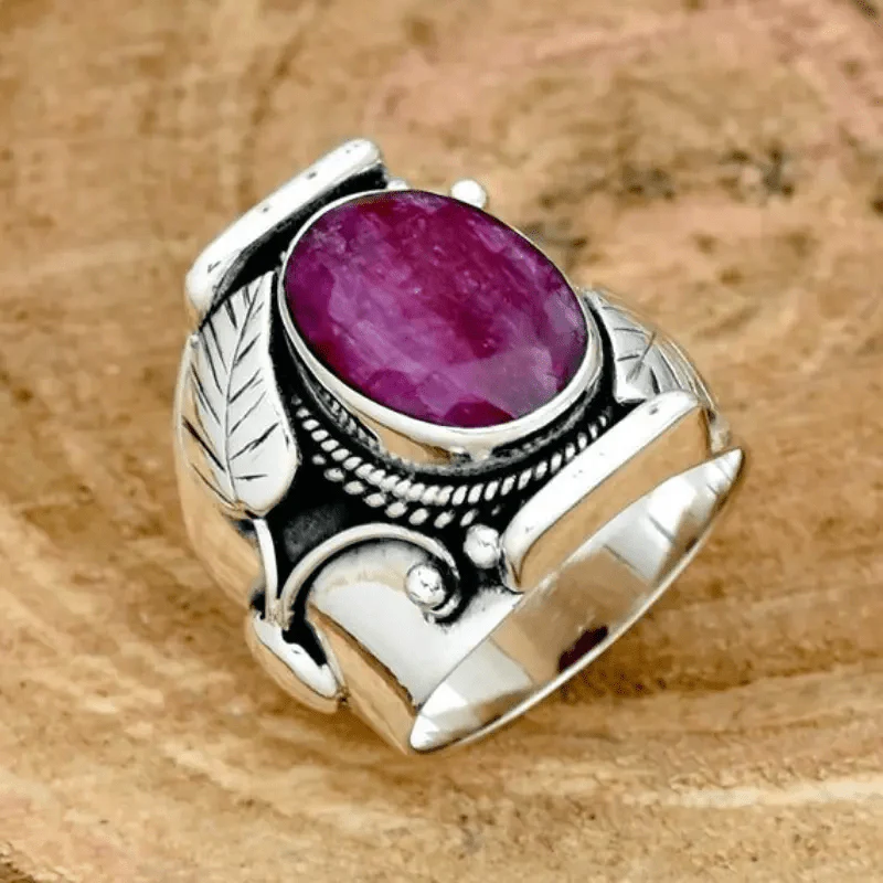 Vintage Granaat Steen Ring