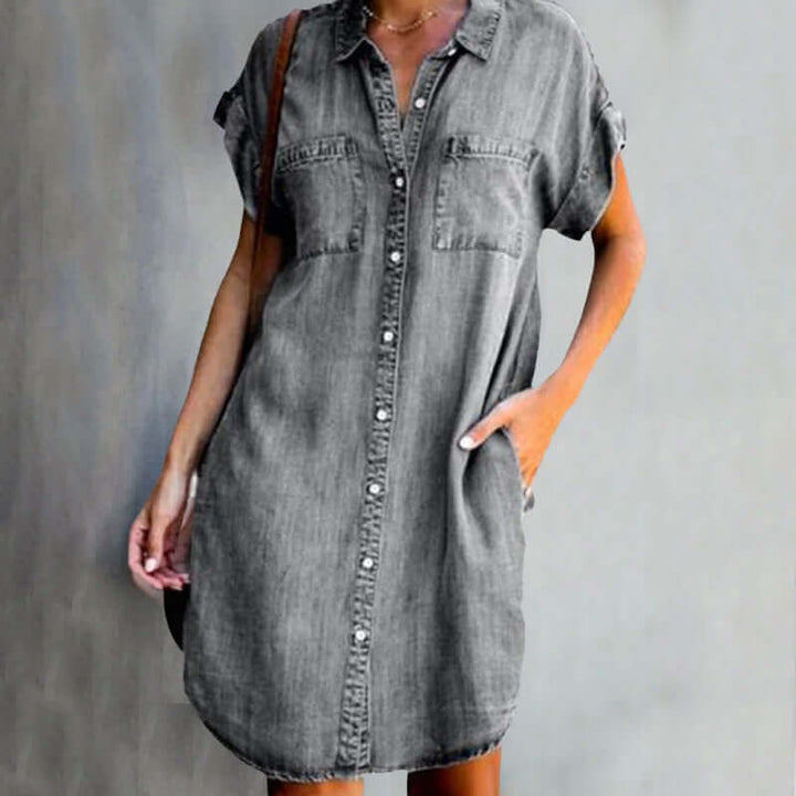 Valerie™ Elegant Denim Dress with Tummy Coverage