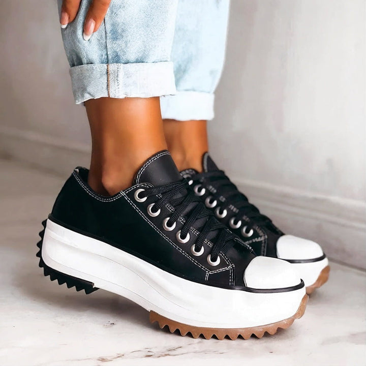 Gina - Leather Platform Sneakers - Handcrafted Collection