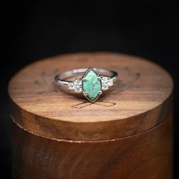 Natuurlijke Turquoise Diamanten Ring