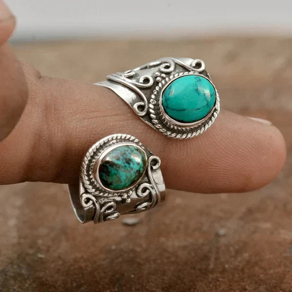 Verstelbare Dubbele Turquoise Ring