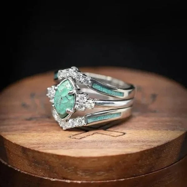 Natuurlijke Turquoise Diamanten Ring