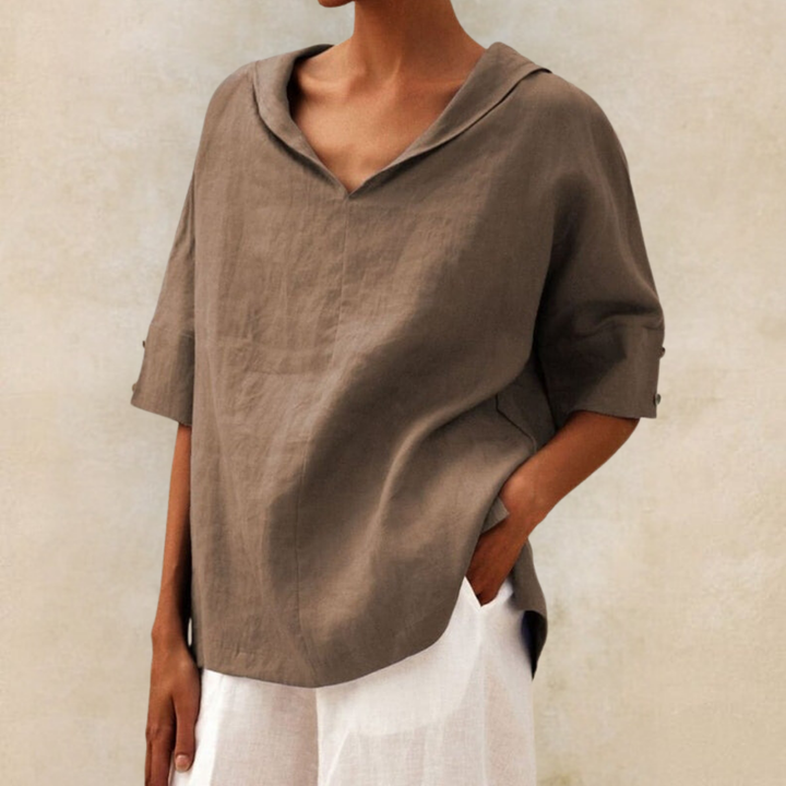 Jasmine™ - Women's V-Neck Casual Linen Shirt