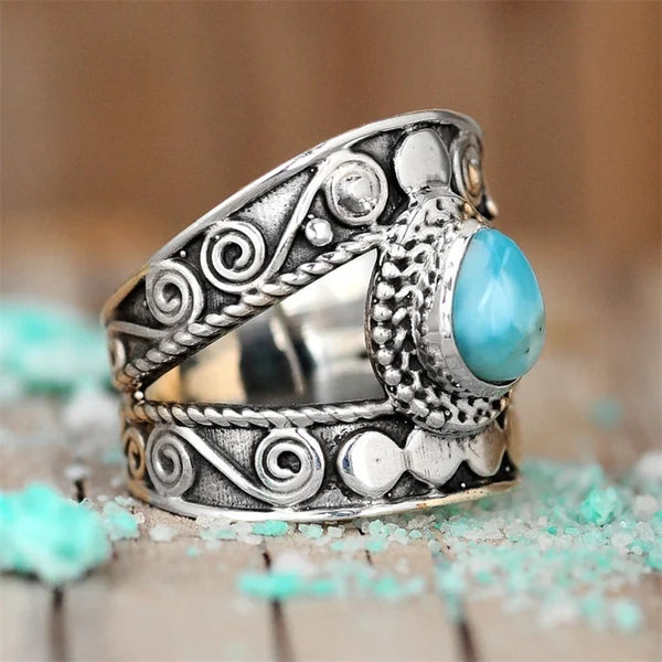 Turquoise Draadopen Ring