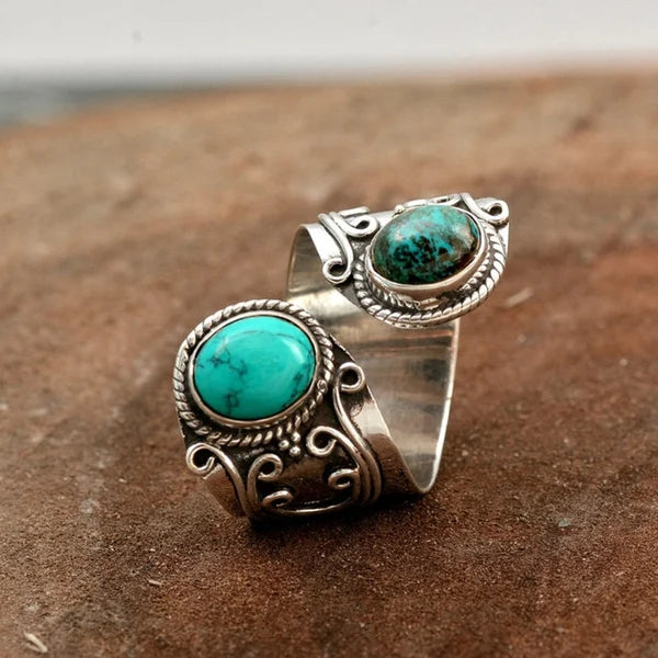 Verstelbare Dubbele Turquoise Ring