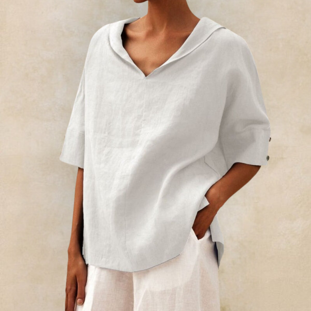 Jasmine™ - Women's V-Neck Casual Linen Shirt