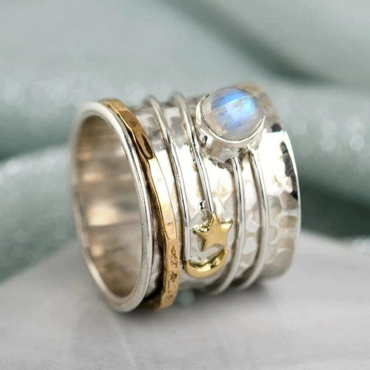 Ster en Maan Maansteen Spinner Ring