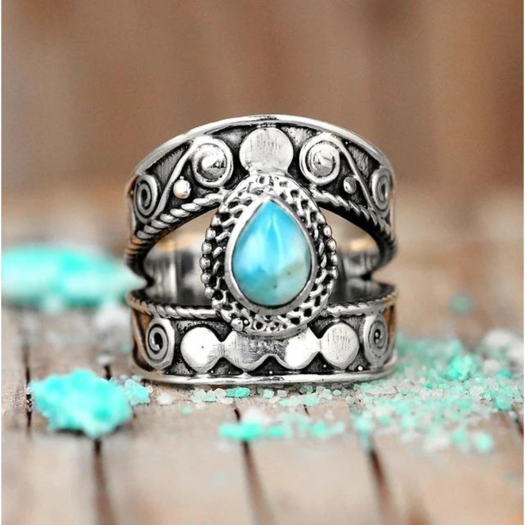 Turquoise Draadopen Ring