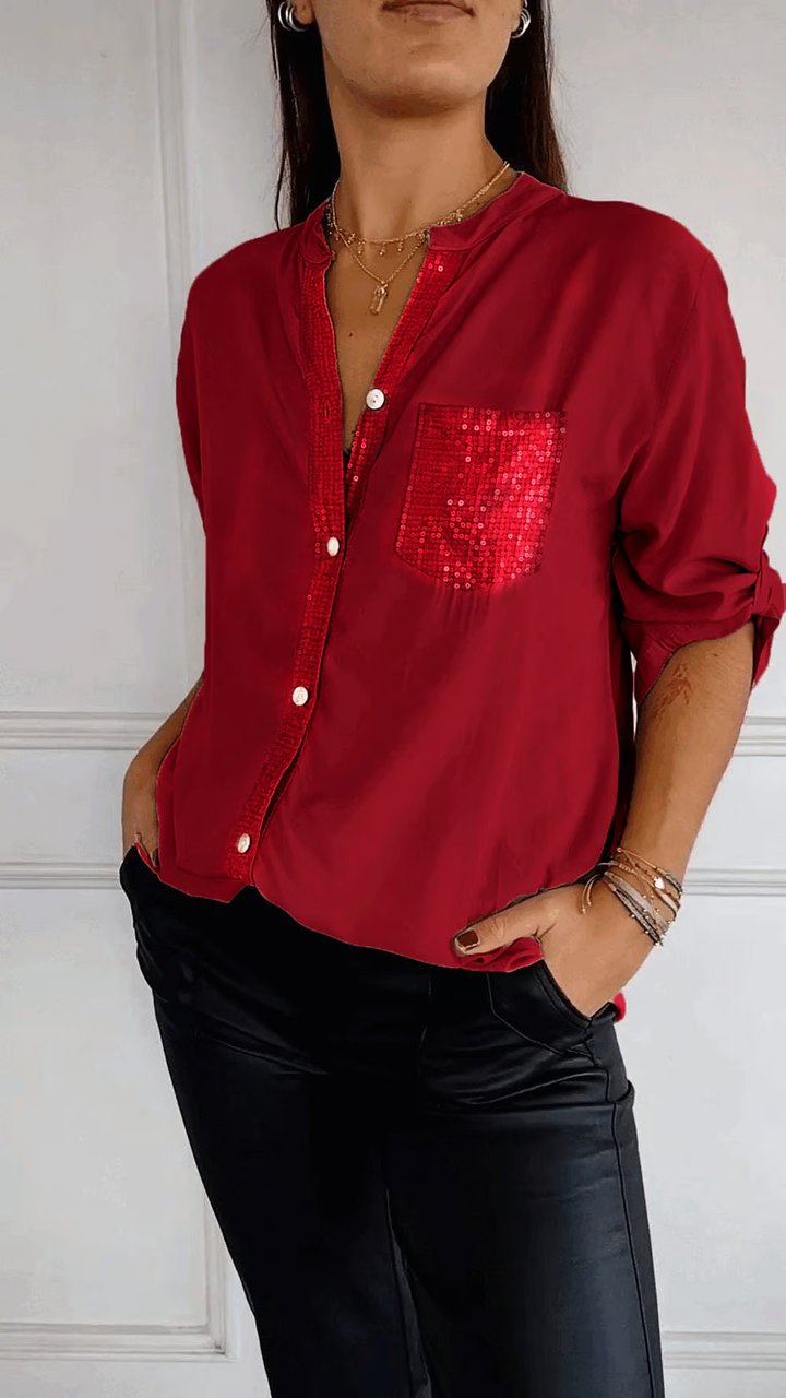 CAMILA™ Top | V-Neck Sequin Casual Top | 50% OFF