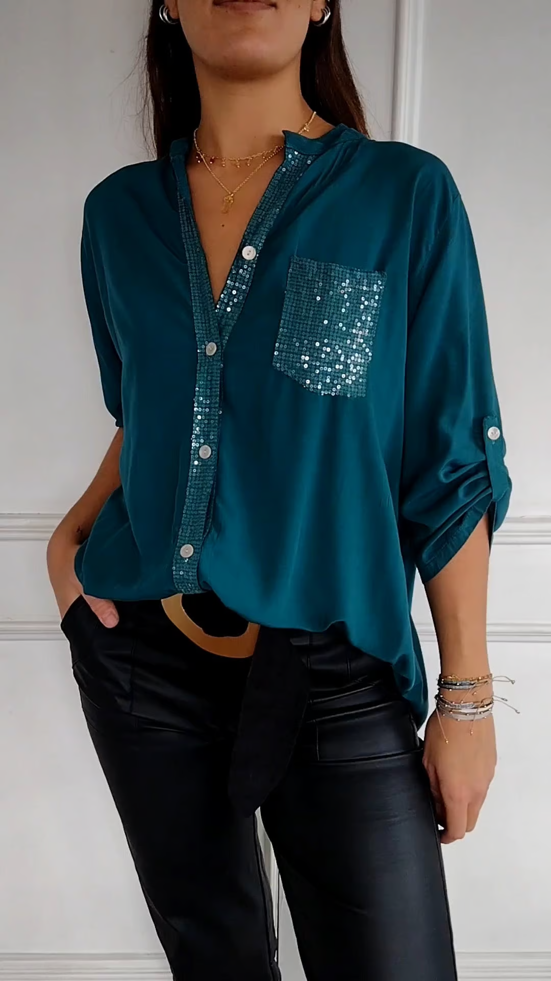 CAMILA™ Top | V-Neck Sequin Casual Top | 50% OFF