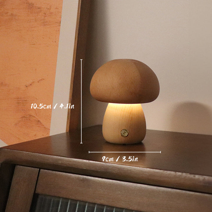充電式木製キノコテーブルランプ