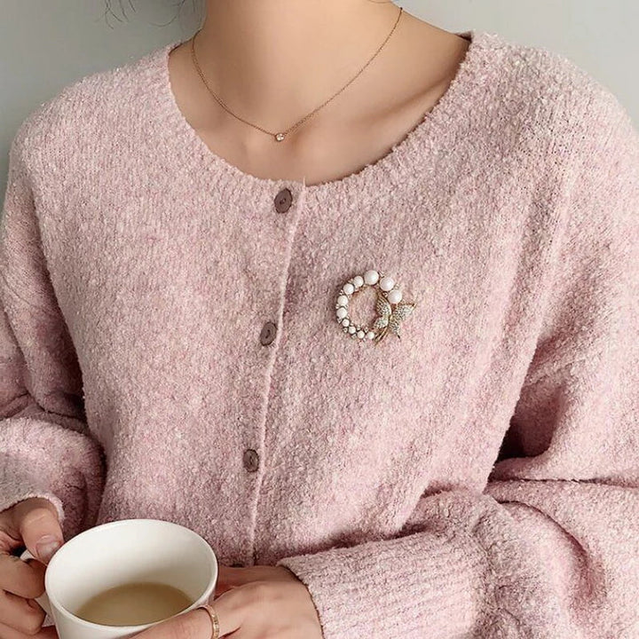 Vintage Vlinder Broche met Parels en Diamanten in Goud