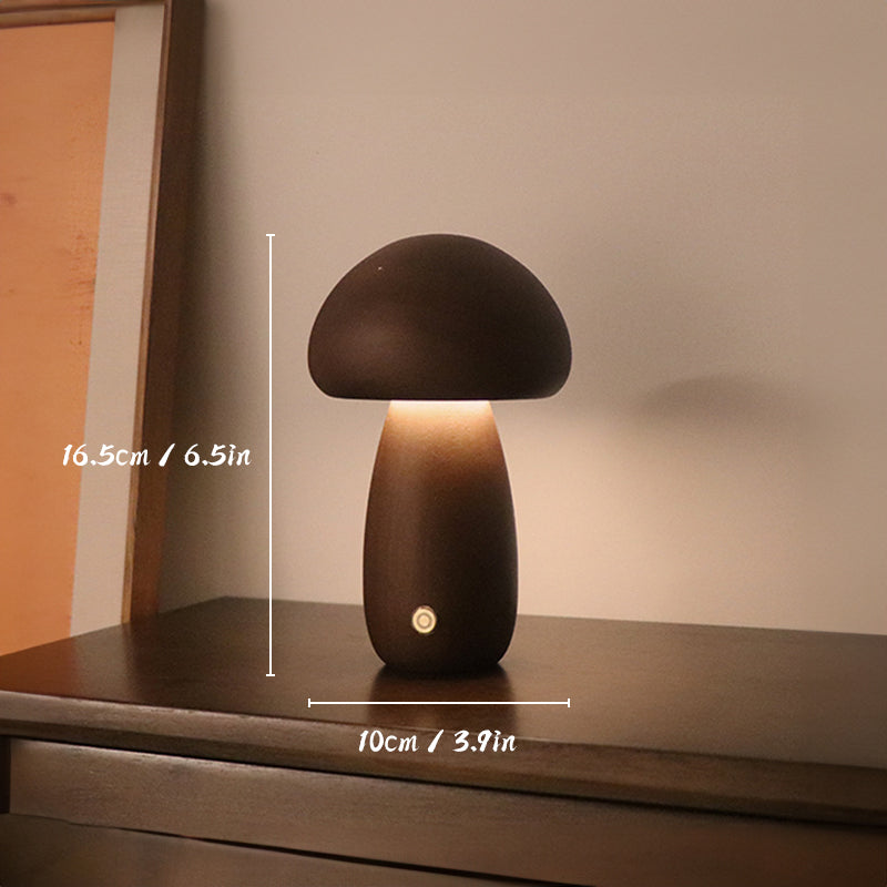 充電式木製キノコテーブルランプ