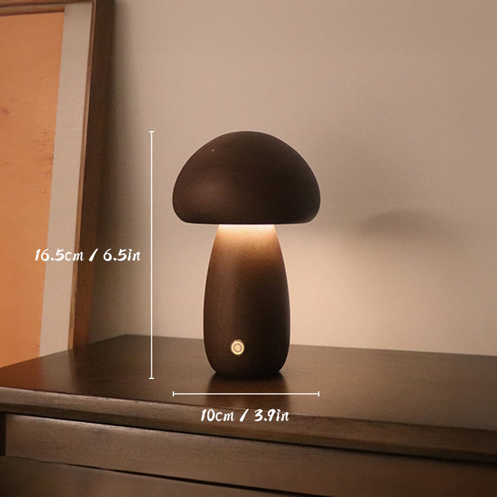 充電式木製キノコテーブルランプ