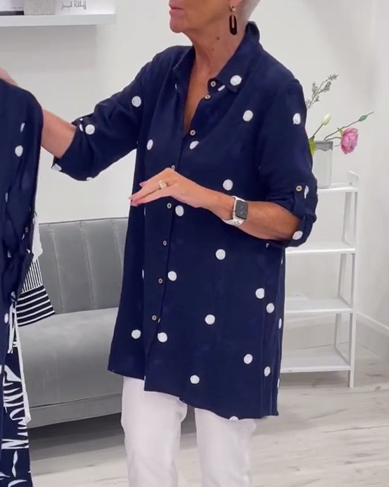 Demi | Navy Polka Dot Shirt