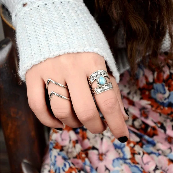 Turquoise Draadopen Ring