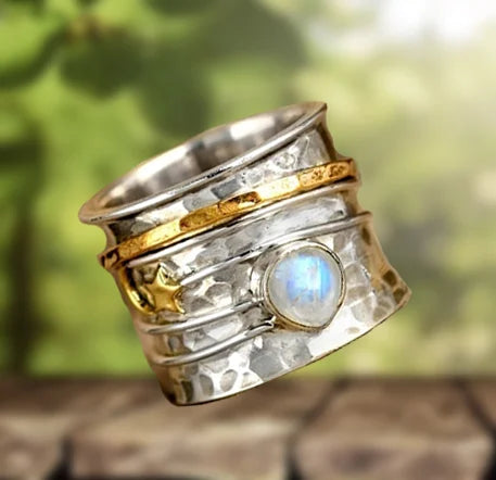 Ster en Maan Maansteen Spinner Ring