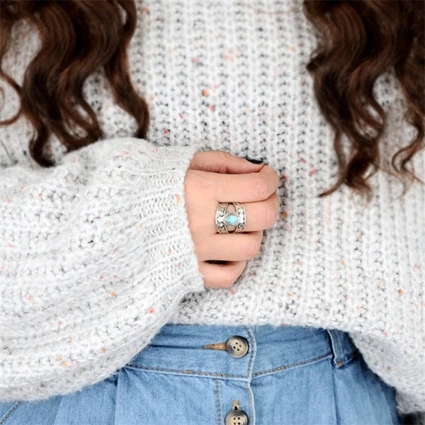 Turquoise Draadopen Ring