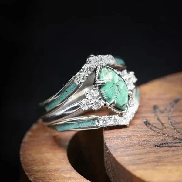 Natuurlijke Turquoise Diamanten Ring