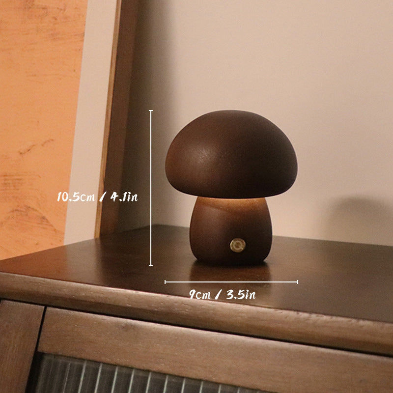 充電式木製キノコテーブルランプ