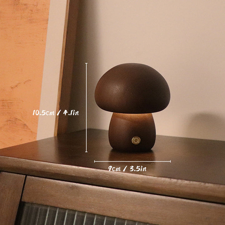 充電式木製キノコテーブルランプ
