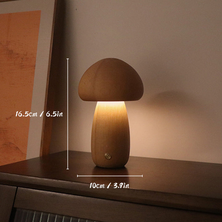 充電式木製キノコテーブルランプ